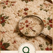 Magnifying glass resting on a quilt