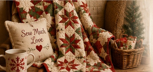 Cozy Christmas quilt display