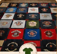 A colorful T-shirt quilt